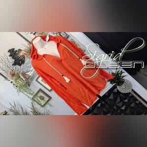 Sigrid Olsen Orange Boho Beach Hoodie Top XL NWT
